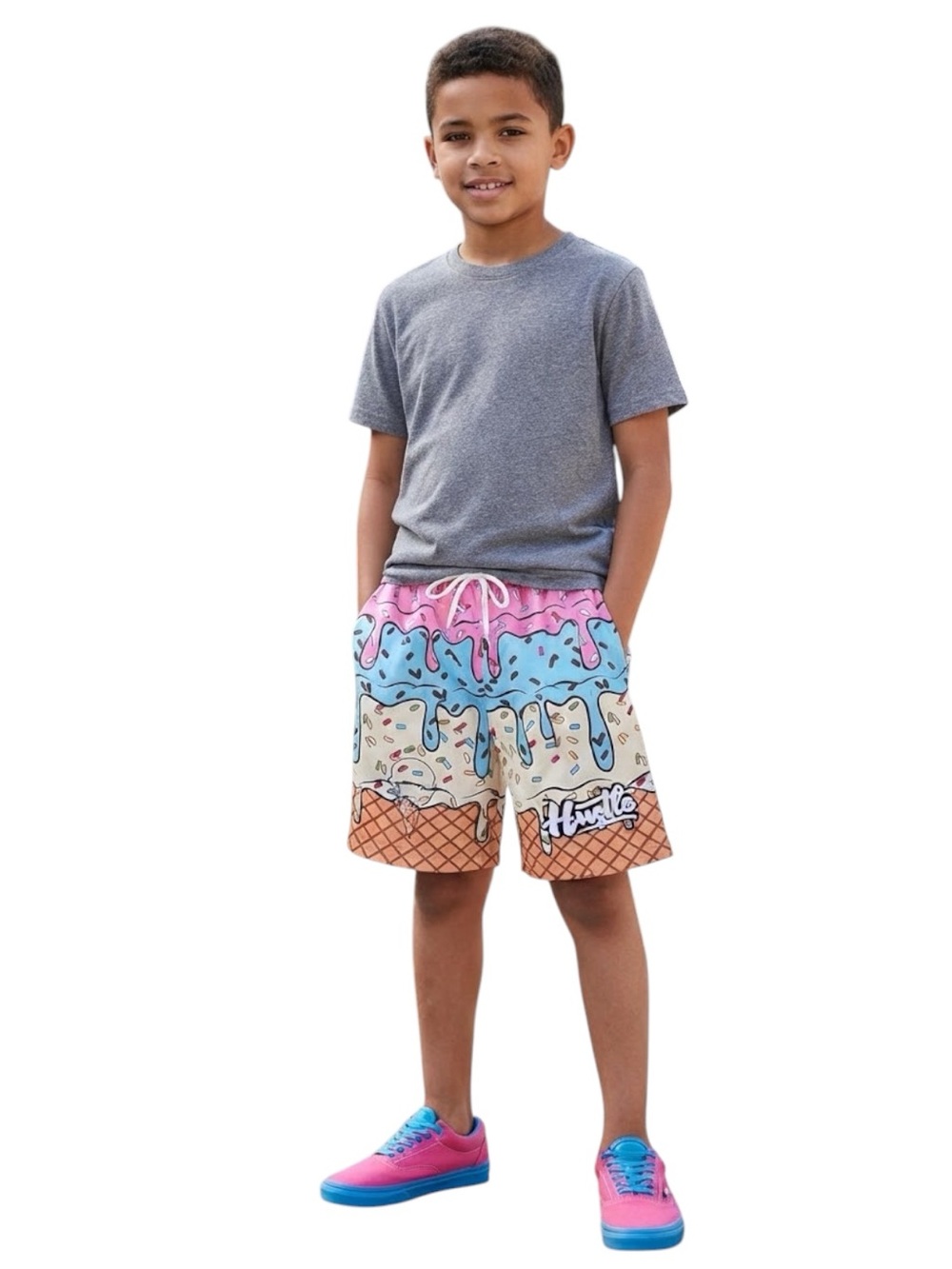 ICE CREAM Dripping Hustle Print Swim Shorts Boys 13 14Y